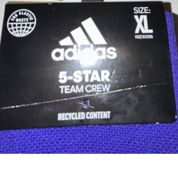 Adidas 5 Star Team Crew Socks 1 Pair Men 12-16 Purple w White Logo Cushioned NEW - Picture 5 of 10
